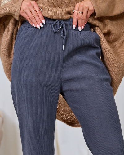 Royalfashion Ženske hlače iz manšete v temno sivi barvi