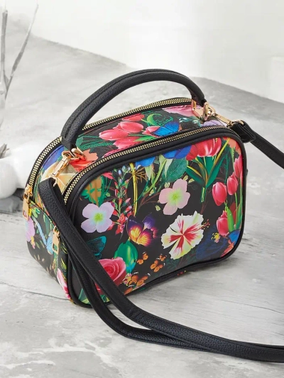 Royalfashion Ženska torbica tipa kovček s cvetličnim vzorcem