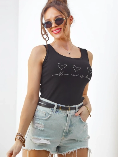 Royalfashion Ženska bombažna majica s trakom in srčki