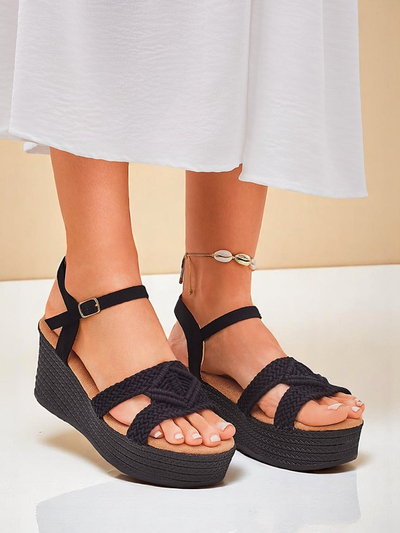 Royalfashion Ženski sandali z visoko peto, pleteni Sunny Day