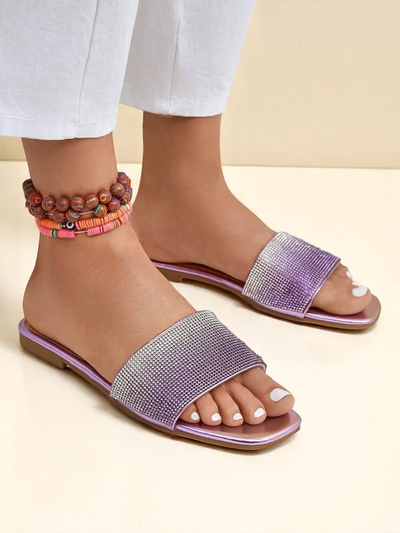 Royalfashion Zapatillas de mujer con circonitas ShinyGlow