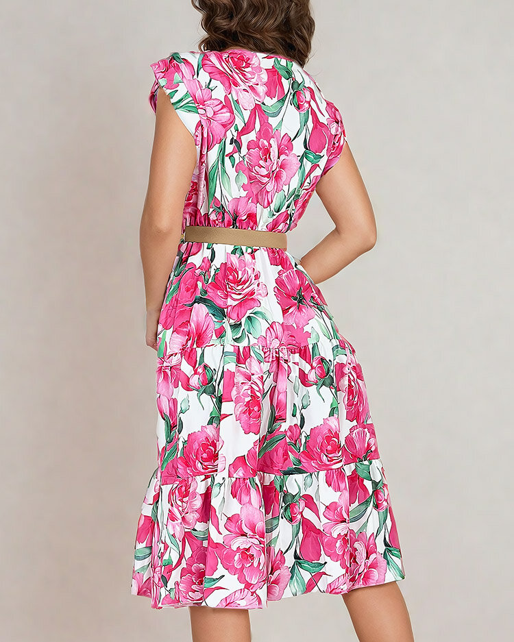 Royalfashion Ženska midiw cvetlična obleka