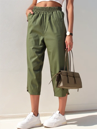 Royalfashion Preproste ženske tkaninske hlače 7/8