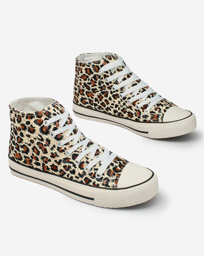 Royalfashion Bež Ženske visoke superge z modnim vzorcem Jungle Jive