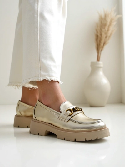 Royalfashion Ženske mokasine pozlačene Goldlove