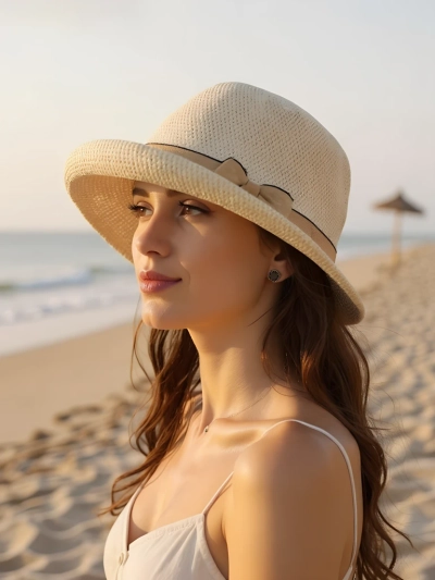 Royalfashion Ženski klobuk z okrasnim trakom Poletna Grace