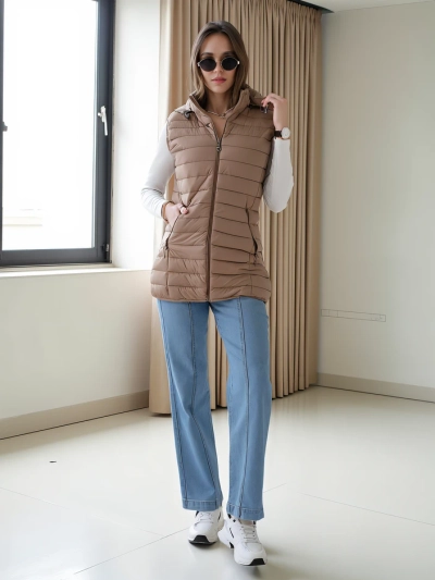 Royalfashion Ženska brezrokavnik z odstranljivo kapuco