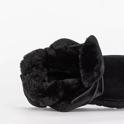 OUTLET Czarne dziecięce krótkie sznurowane śniegowce Tibilis- Obuwie