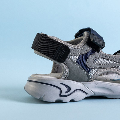 Royalfashion Szare chłopięce sandały na rzepy Turbo