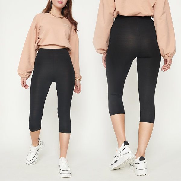 Royalfashion Damskie czarne legginsy o długości 3/4