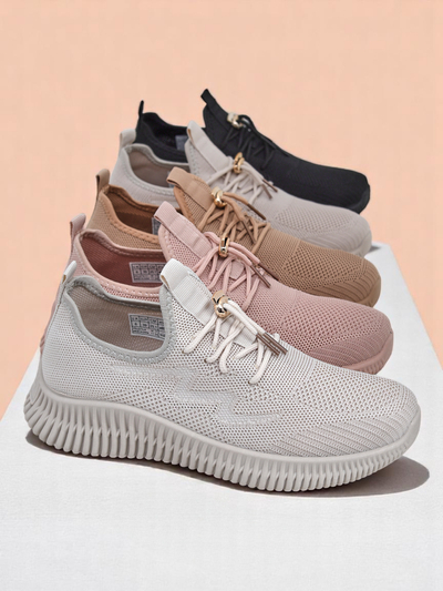 Aurelia Beige Royalfashion – Bež ženske superge tkanina vezalke