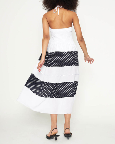 Biała sukienka w groszki PLUS SIZE - Odzież