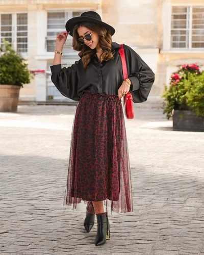 Royalfashion Uzorkovana ženska midi suknja s tilom