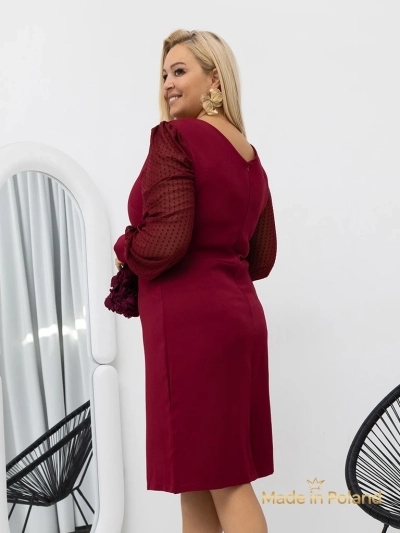 Elegantna ženska mini obleka z rokavi iz tila Evilla