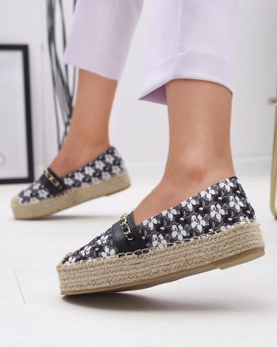 Royalfashion Czarne espadryle w kwiaty Azzaxi