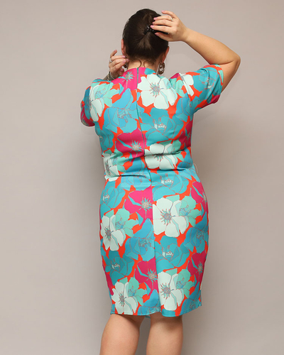 Royalfashion Ženska cvetlična obleka iz blaga PLUS SIZE