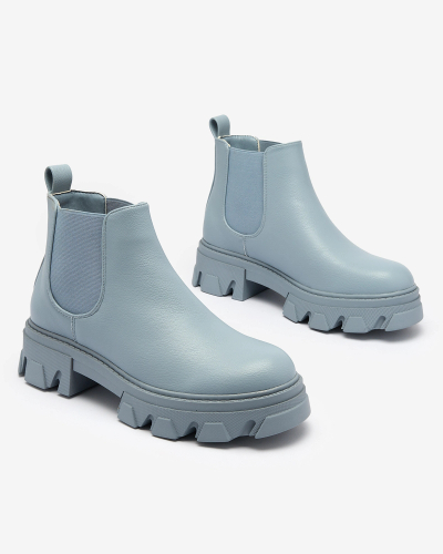 Royalfashion Ženski škornji z ravnim podplatom v modri barvi Alussady