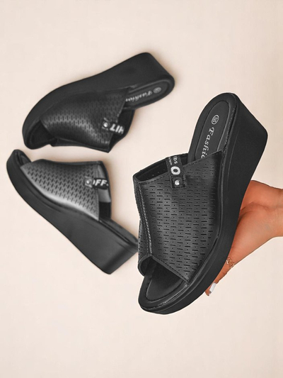 Royalfashion Ženski natikači s peto Luna Wedge