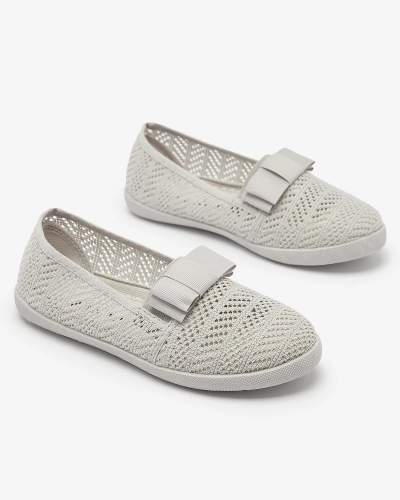 Royalfashion Dziewczęce tenisówki z kokardką w jasnoszarym kolorze Lolisa