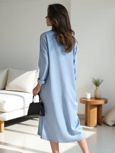 Royalfashion ženski midi obleki, oversized tkanina s cvetom