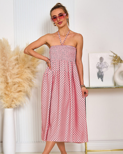 Royalfashion Ženska pikčasta obleka do kolen