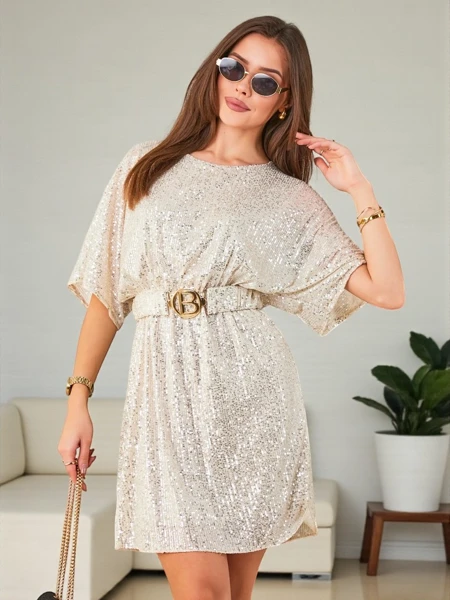 Royalfashion Ženska obleka s sequin