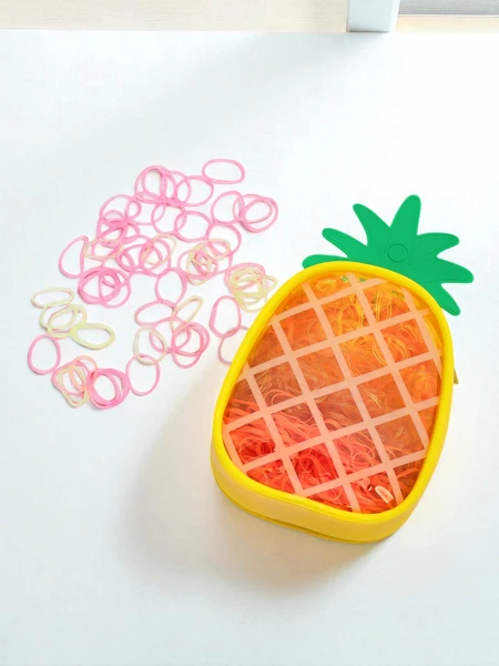 Royalfashion Večbarvne silikonske gumice za lase Ananas