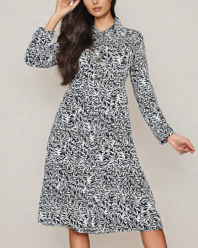 Royalfashion Ženska midi obleka s potiskom