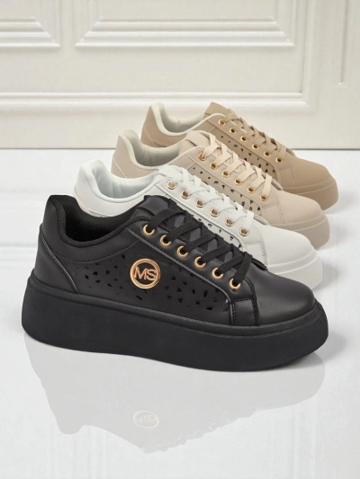 Aurelia Nero - Črna platforma Royalfashion iz eko usnja, model LH201-8