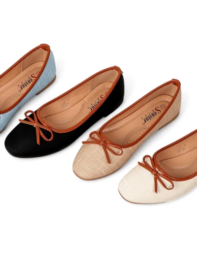 Royalfashion Ženska balerinka s bleščicami in pentljo Aramie