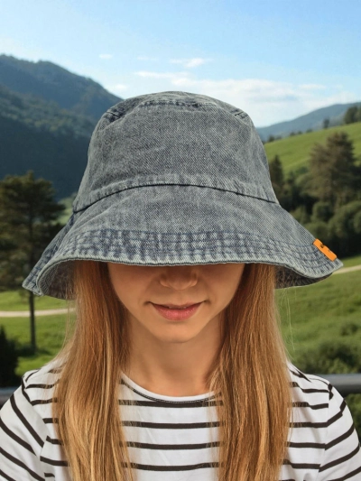 Ženski klobuk Athena Denim Look bucket hat iz poliestra, udoben