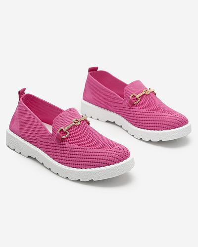 Royalfashion Fuksjowe damskie tenisówki slip on ze złotą ozdobą Enelida