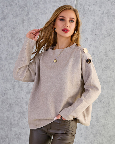 Royalfashion Tanek ženski pulover z okraski na ramenih