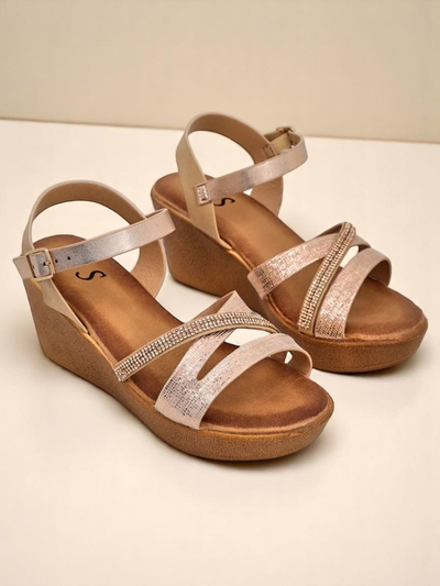 Royalfashion Ženski wedges sandali z diamantki in bleščicami Eclat