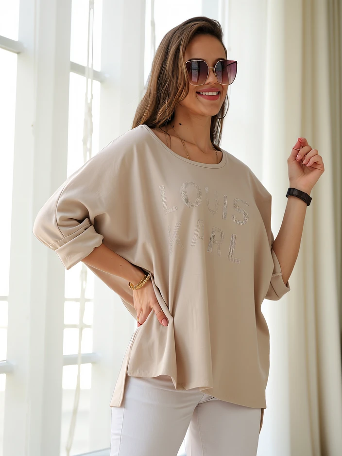 Royalfashion Ženska viskozna bluzka s kristali