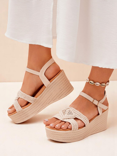 Royalfashion Ženski sandali s peto, pleteni Sunny Day