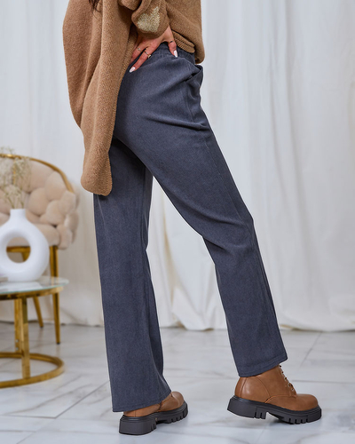 Royalfashion Ženske hlače iz manšete v temno sivi barvi