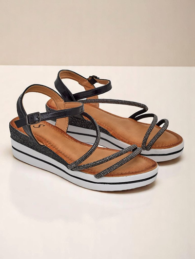 Royalfashion Ženske sandale na platformi s kristali Ballosa