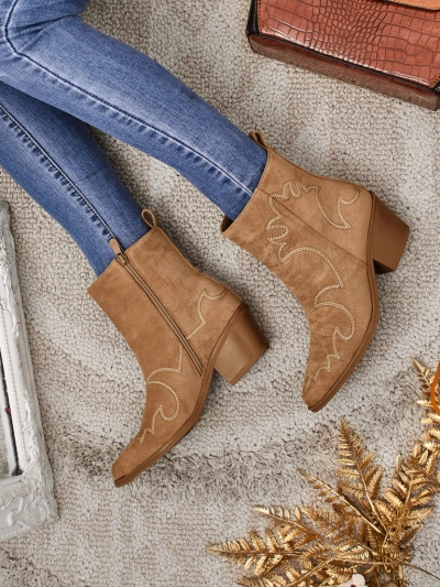 Ženski gležnarji kavbojski stil Velvet Ash – s peto