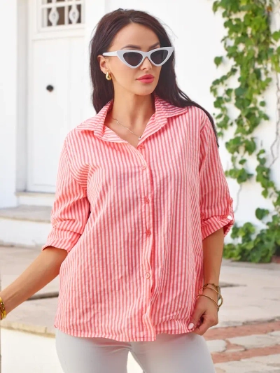 Royalfashion ženska črtasta bombažna srajca z vozlom na dnu