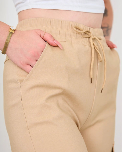 Royalfashion Beige Ženske široke hlače