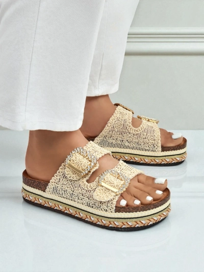 Royalfashion ženski natikači z bleščečimi sponkami GlamCork