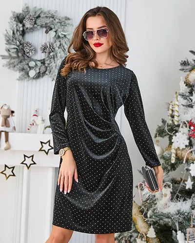 Royalfashion Ženska obleka z nabiranjem