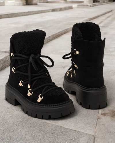 Royalfashion Lozin ženski snežni škornji z vezalkami