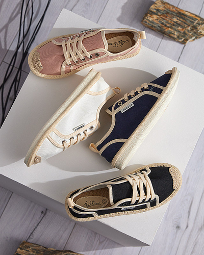 Royalfashion Czarne damskie tenisówki tkaninowe Mokida