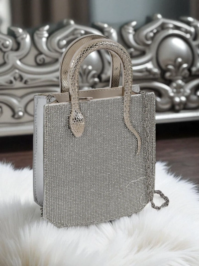 Royalfashion Ženska clutch torbica s cirkoni in ročaji kače Snake Glam