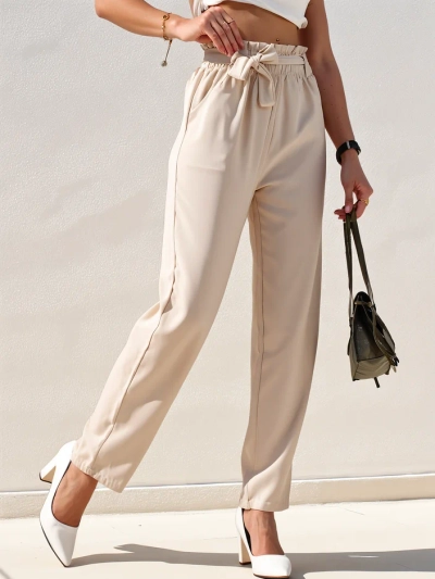 Royalfashion Preprosta ženska hlače iz blaga z pasom
