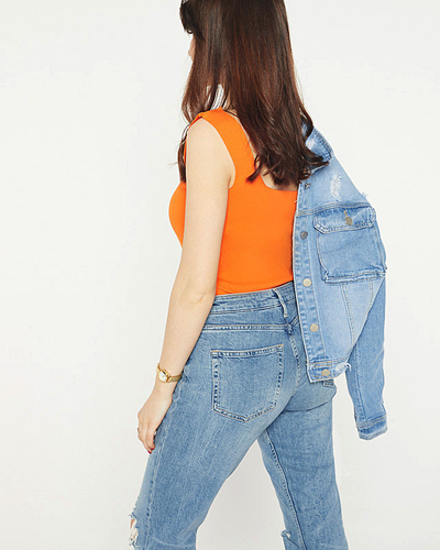 Royalfashion Pomarańczowy damski top z cyrkoniami