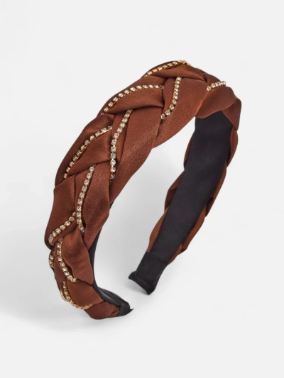 Royalfashion Naglavni trak za lase s pletenico v obliki kite, okrašen s cirkoni