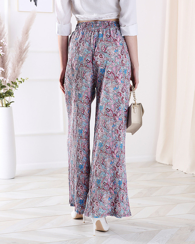 Royalfashion Wzorzyste szerokie spodnie damskie w kolorze niebieskim